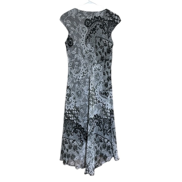 I.V.Y Y2K Midi Dress Black White Parsley Print Size 6 - Picture 2 of 7